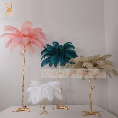 China Wedding Standard Event Party Wedding Decoration Modern Tree Lights Feather Floor Lamp For Hotel for sale