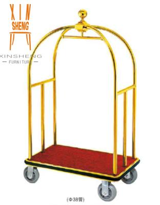 China hotel & Restaurant Gold Plated Hotel Birdcage Luggage Trolley Hunter Luggage Trolley for sale