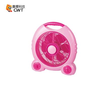 China Plastic Cartoon Cooling 10 Inch Box Fan With 3 Speed ​​Settings 2 Hour Timer Home Fan for sale