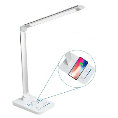 China Hot Selling Eye Care Usb Charging Mobile Phone Wireless Charger Foldable Led Study Table Lamp for sale