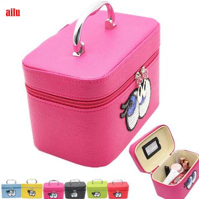 China Fashion China Manufacturer PU Leather Cosmetic Case,Cartoon Cute Eye Professional Makeup Cosmetic Case for sale