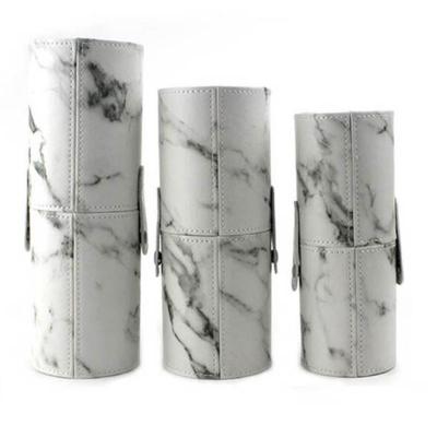 China Cylindrical Good Quality Empty Cosmetic Kits Makeup Brush Holder Pouch Makeup Brush Pouch Ladies Makeup Brush Marble Bag for sale