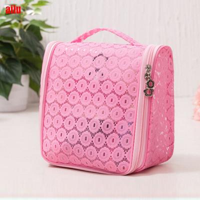 China Ali Baba Sublimation Good Cheap Holographic Clear PVC Clear Online Shopping Transparent Lace Cosmetic Bag for sale