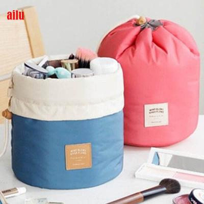 China Fashion Fashion Round Shape Makeup Bag Multifunctional Foldable Drawstring Polyester Makeup Bag Wholesale Kits For Salons for sale