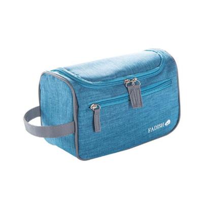 China Fashion Gray Travel Handy Canvas and Leather Travel Toiletry Bag Makeup Pouch Men for sale