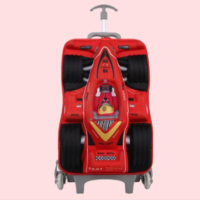 China Fashion china online shopping children school backpacks with wheels kids cartoon car school bag with wheels for sale