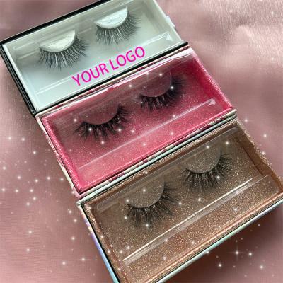 China Hot Selling Styles Natural Custom Long Package Box Biodegradable PET Lashes 3d Mink Eyelashes for sale