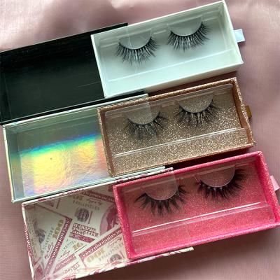 China Factory Full Strip Natural Wholesale 3D Mink Eye Long Pestanas Lashes False 3d 25mm Mink Degradable PET Packaging Boxes & Eyelash for sale