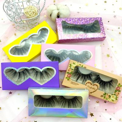 China Long natural 3d mink eyelash stock 25mm mink eyelash paper boxes seller customized boxing logo eyelash packaging box for sale