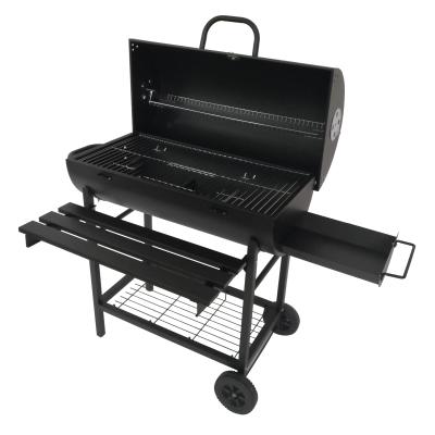 China Adjustable Size Barrel Shape Charcoal BBQ Grill Smoker With Lid Metal BBQ With Cart Black BBQ Grill Easy Assemble for sale