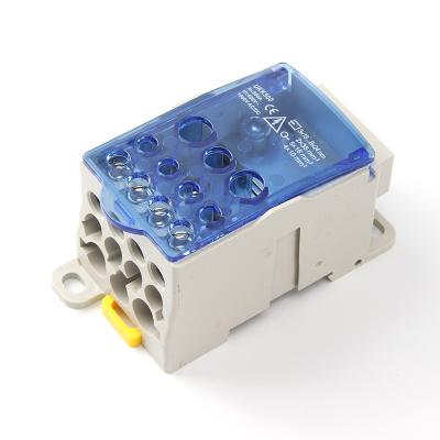 China PVC+Tinplate Single Core Modular Panel Conductor Junction Box Din Rail Screw Copper + Brass TB UKK-500A for sale