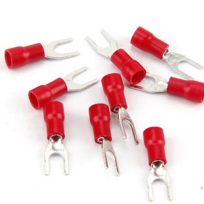 China Series Insulated Fork Crimp Terminal Spade Connector Crimp Power SV Y Type Plugs Stamped for sale