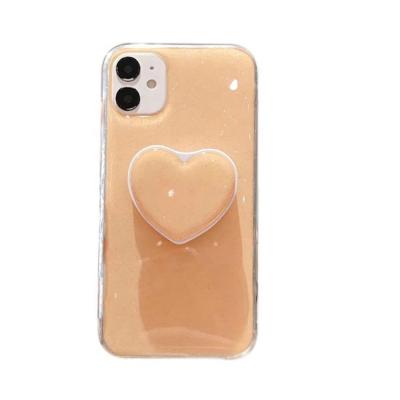 China Soft TPU For Iphone12 2021 New Epoxy Painted Candy Phone Case With Heart Shaped Backing for sale