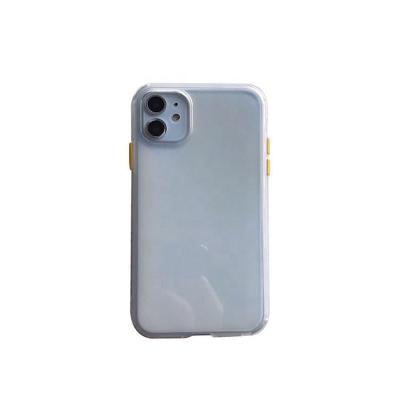 China Two Color Tpu Transparent Anti-drop Button Soft Shell Mobile Phone Case Protector Cover For Iphone 12 for sale