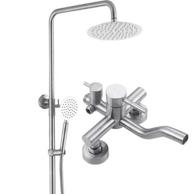 China With Sliding Bar Promotion Polished SUS304 Stainless Steel Faucet Mixer Shower Combo Set for sale