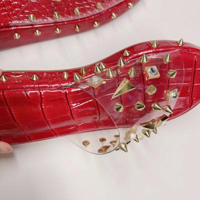 China Fashion Trend NSF015 Fashion Gold Stud Details Jelly Flatform Sandals For Ladies High End Slides Slippers for sale