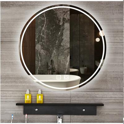 China TYPES New Product Large Oval Home Living Room Decorative Enlarging Round Wall Mounted Mirrors With Led Light for sale