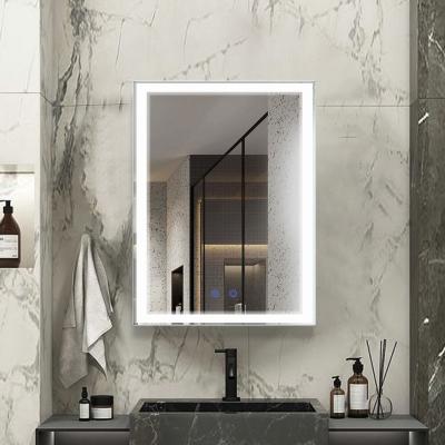 China Modern Enlargement Home Framed Round Decorative Waterproof Silver Salon Makeup Leather Vanity Led Bathroom Smart Mirrors for sale