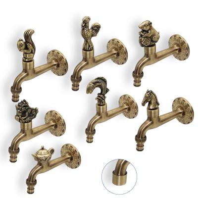 China Antique European Antique Imported Brass Outdoor Faucet Garden Decoration Washing Machine Bibcock for sale