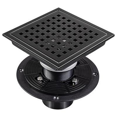 China 6 Inch Bathroom Floor Drain Cover Drain Cover Modern Matte Black Square Floor Drain for sale