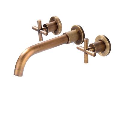 China Metered Faucets All Gold Copper Concealed Antique Chrome Plated Black Hot And Cold Water Faucet In-Wall Basin Faucet for sale