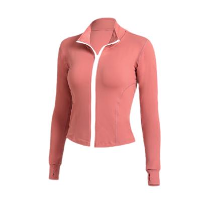 China Quick-Drying Breathable Slimming Fitness Long Sleeve Sports Jacket Zipper Cardigan Yoga Running Clothes For Women for sale