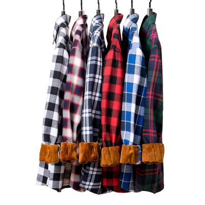 China Hot sale plaid winter anti-pilling full sleeve plus size fashion business casual warm flannel shirts for men for sale