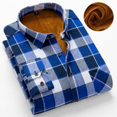 China Anti-pilling Winter Keep Warm Plaid Full Size Big Sleeve Business Casual Fashionable Flannel Shirts For Men for sale