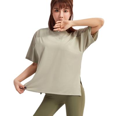 China Anti-Wrinkle Summer Sportswear T-shirts Women Loose Quick-Dry Breathable Fitness Yoga Clothes Short Sleeve Mesh Tops Running for sale