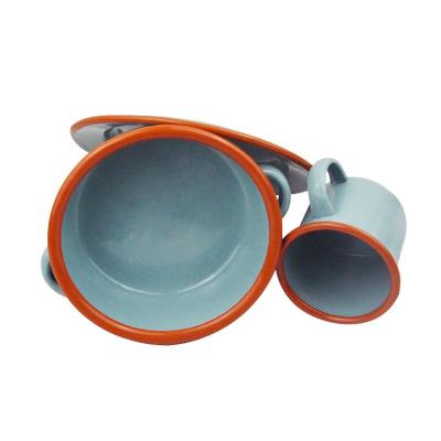 China Enamel Utensils Non Footed Sustainable Bowl, 10cm / 15cm, Gray / White Enamel Splash Bowl for sale