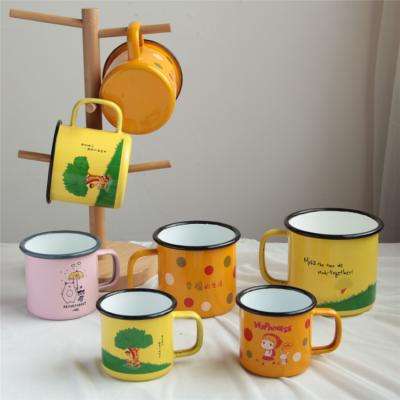 China 8oz 300ML 250ML Sustainable Enamel Steel Mugs Enamel Mugs Can Be To Customize Logo for sale