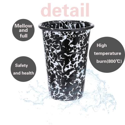 China Sustainable Hot Selling Black Marble Enamel 400ML Enamel Camping Tumbler for sale