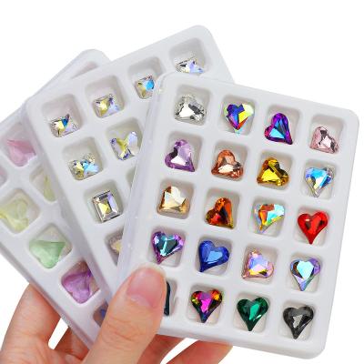 China New 20pcs/box Special Shaped Pointed Bottom Easy Glass Rhinestones Like Nail Art Square Crystal for sale