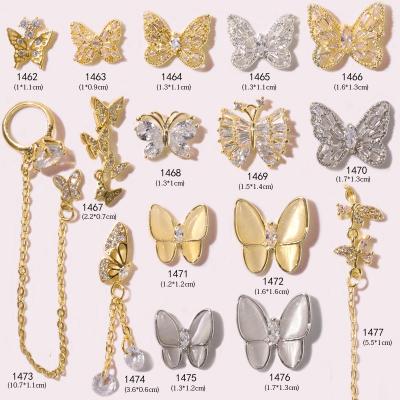 China Easy Nail Decoration 3D Butterfly Zircon Cat Eye Nail Accessories For Luxury Super Instant Luxury Press On Nails for sale