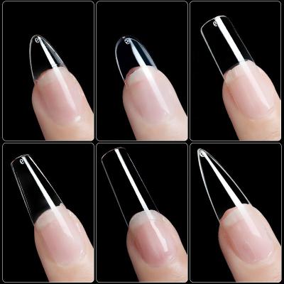 China 240pcs/Box Very Thin Ballerina Boxed False Nails Long Nail Tips ABS Clear Full Cover Transparent Fake Manicure for sale