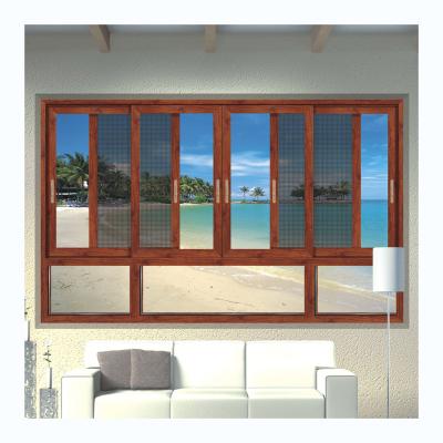 China Magnetic Screen Aluminum Alloy Frame Sliding Tempered Double Laminate Glazed Sliding Windows for sale