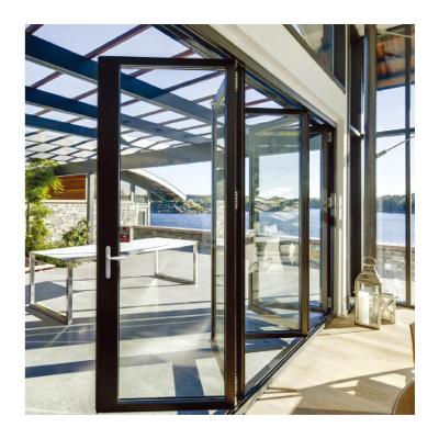 China Foshan Factory Good Quality Aluminum Wholesale Magnetic Bi Pleat Air Tight Folding Screen Door for sale