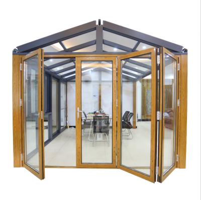 China Patio Magnetic Wholesale Glass Accordion Screen Frame Aluminum Folding Door for sale