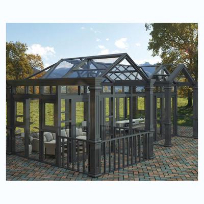 China Soundinsulation Customhouse Modern Outdoor Aluminum Glass Solarium Solarium Garden Prefab House for sale