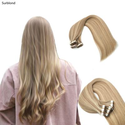 China Hot Sale Natural High Quality European Double Wave Hair Russian Pulled Tape In Human Hair Extension Tape Hair Extensions for sale