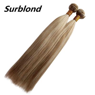 China High Quality 100% White Blonde Human Hair Color #60 No Tangle No Machine Russia Hair Shedding Weft Extension for sale