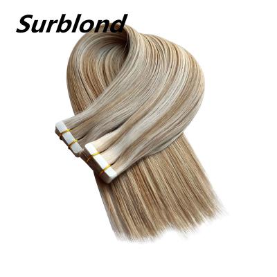 China High Quality Natural Straight Double Drawn Remy Tape In Virgin Hair Extensions for sale