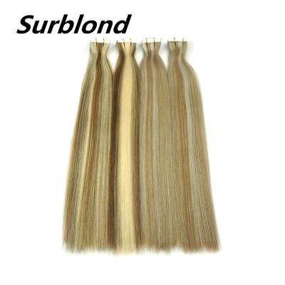 China Hot Selling High Quality Natural Straight Tape In Hair Extensions Full Cuticle Balayage Color Tape In Hair for sale