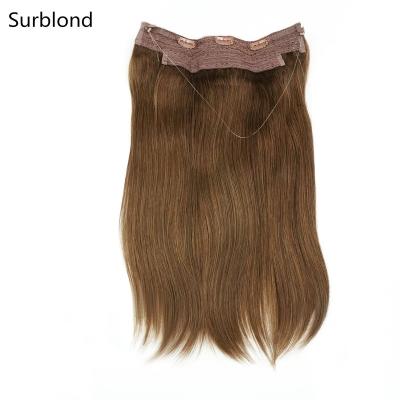 China Durable Virgin Russian Double Drawn Clip In Hair Extension 100% Remy Human Halo Extension Taylor-058 for sale