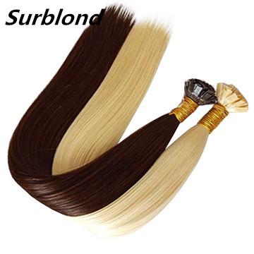 China Wholesale Virgin Remy Russian Hair Double Drawn High Quality Luxury Natural Straight Stick In Hair Flat Tip Full Cuticle Balayage Color for sale