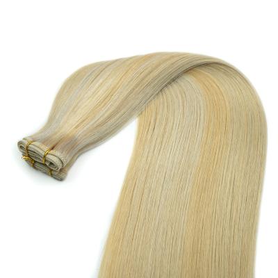 China Factory 12A Premier Grade Remy Hair Extensions Custom Double Color Straight Straight European Flat Weft Drawn Wave Weft for sale