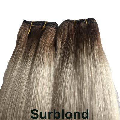 China Silky Straight Double Wave Hair Extension 100 Weft Virgin Hair Extension Indian Pulled Remy Hair Weft for sale