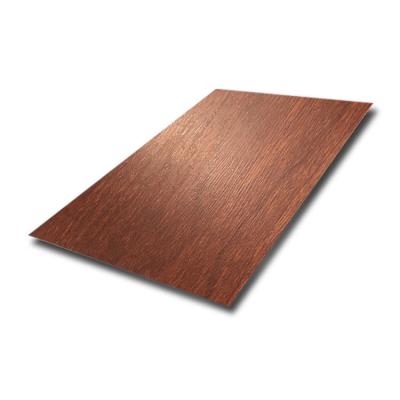 China Custom Wood Grain Laminate Stainless Steel Sheet Transfer Plate For Hotel Door Wardrobe for sale