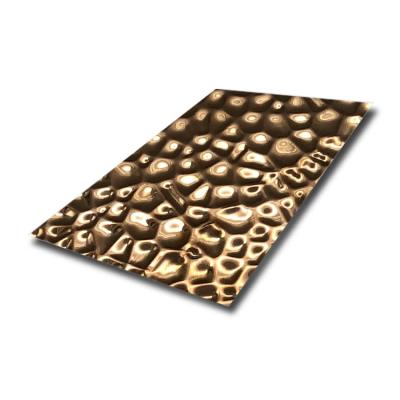 China Mirror Gold Pvd Color Water Wave Ripple Stainless Steel Panel Stamped Ripple Sheet for sale