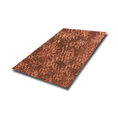 China 304 316 Red Antique Copper Finish Stainless Steel Sheet With Herringbone pattern Texture hammered metal sheets for sale